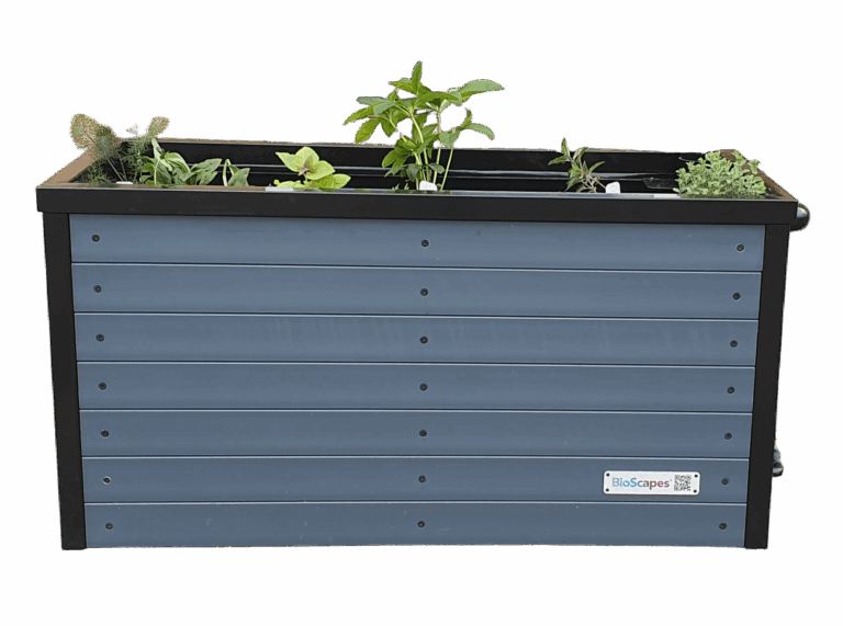 SuDS Planter unit without BNG habitats. BioScapes plaque on the front